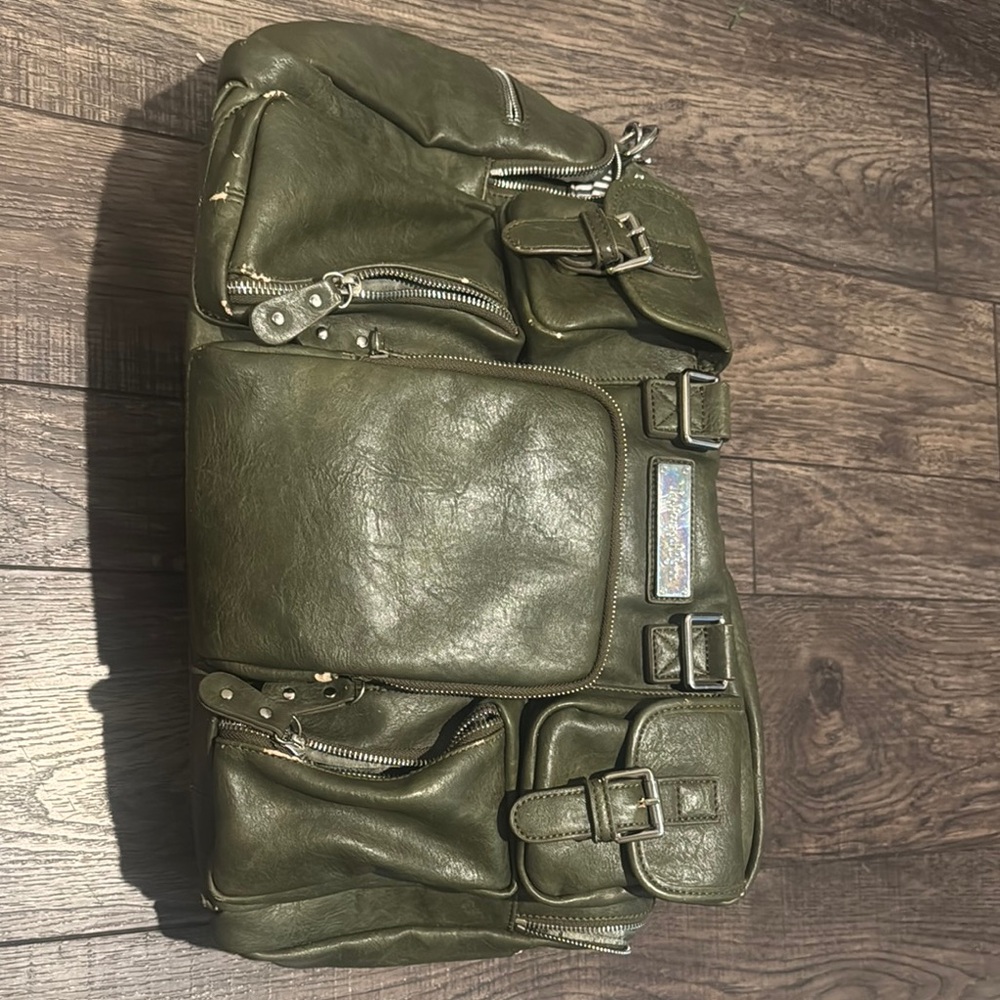 Olive Green Women's Leather Backpack